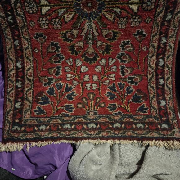 ANTIQUE / VINTAGE SAROUK wool Oriental rug hand-knotted floral design - Picture 5 of 7